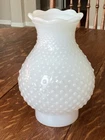 Vintage White Hobnail Milk Glass Oil Hurricane Lamp Shade Chimney Ruffled 3" Fit