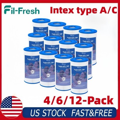 4/6/12-Pack Type A/C Pool Filter Replacement for Intex 29000E & 59900E Pumps