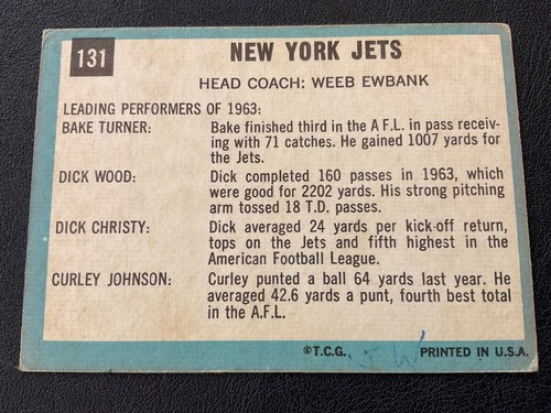 1964 TOPPS FOOTBALL CARDS PICK CARDS YOU WANT - Picture 327 of 401