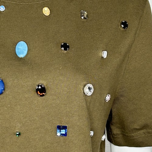 J.Crew Cropped Green T-shirt with Gemstones Size XS Heavy Jersey New - Picture 14 of 20
