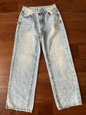 Shein Women American 90s Baggy blue Denim Classic Jeans high rise Wide leg SZ 26
