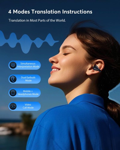 AI Translation Earbuds Echtzeit 144 Sprachen 60H Spielzeit Übersetzer Ohr Bu... - Bild 3 von 8