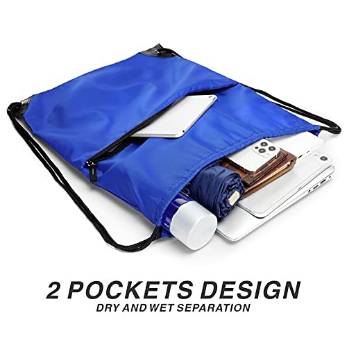 Drawstring Backpack Sports Water Resistant String Bag Sport Gym Sackpack Royal - Bild 2 von 6