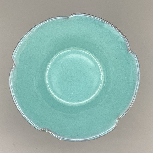 Blue AQUA Frankoma 2L Gracetone ORBIT Art Pottery Centerpiece Pedestal Compote - Picture 11 of 16
