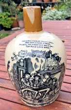 Antique Stoneware Auld Lang Syne Whisky Jug Glasgow J Kennedy