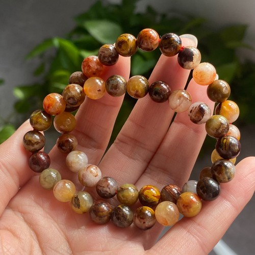 8 mm 2 Stck. Natürlicher Gelber Pietersit Namibia Edelstein Perlen Armband AAA - Bild 2 von 6