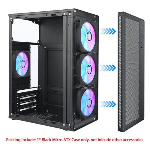 Micro ATX Gehäuse, MATX Gehäuse Mini PC ITX Desktop Computer Case Support ATX PSU/2... - Bild 3 von 7