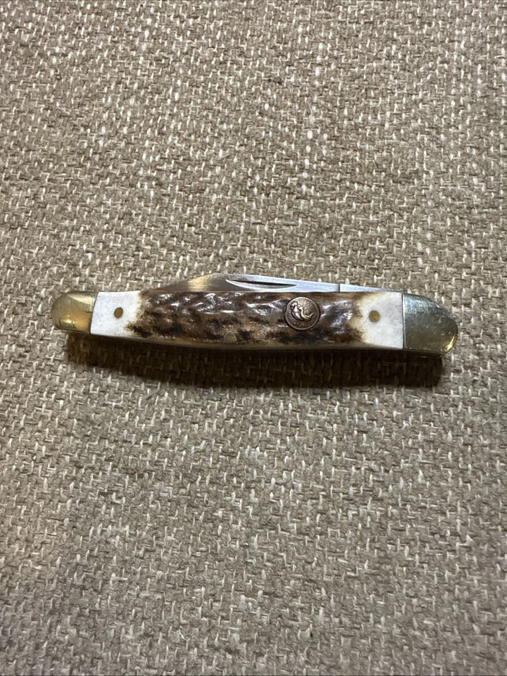 Navaja de Bolsillo para Gallina y Gallo Junta Deslizante Ciervo Marrón Acero Inoxidable 2 Hojas 332DS Foto 3 de 3