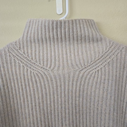 FAHERTY Bedford Sweater Merino Wool Pullover Mock Neck Textured Knit Cream Small - Picture 8 of 13