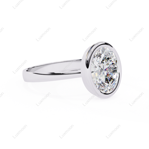 2.80 Ct Oval Cut Lab-Created White Diamond Bezel Engagement Ring 10K White Gold - Picture 2 of 8