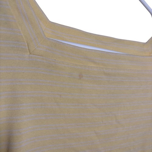 Lauren Ralph Lauren T-Shirt Women's Medium Yellow Striped Square Neck Top - Picture 4 of 11