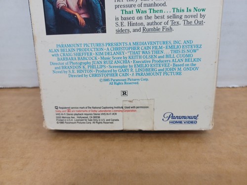 That Was Then This Is Now (VHS,1985) Emilio Estevez Rare HTF - Picture 3 of 20