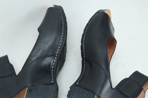 Dansko tiana Sandals Wedge Shoes Black Leather Women's 37 Us 6.5-7 - Picture 10 of 17