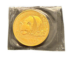 China 1987y Gold 1 oz 100 Yuan Panda Original Mint Sealed BU 3098.26 per troy oz