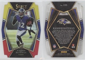 2021 Select Premier Level Red & Yellow Prizm Die-Cut Rashod Bateman Rookie RC