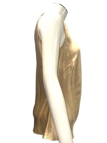 Transitions Silk S Gold Satin Shine Sleeveless Tank Top Scoop Neck Blouse Cami - Picture 8 of 11