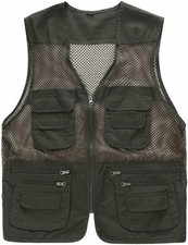 Unisex Mesh Breathable Fishing Vest, Multi-Pockets Small, Army Green