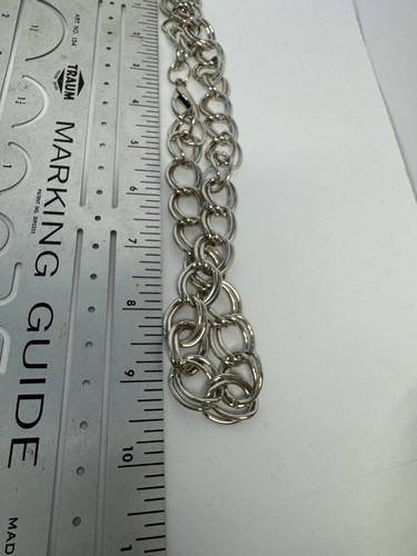 Large 20” Double Loop Chain Silver Tone Statement Necklace New - Picture 6 of 12