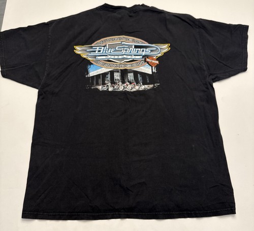 Harley Davidson Blue Springs MO Black Graphic Design T Shirt Size XL - 第 2/8 張圖片