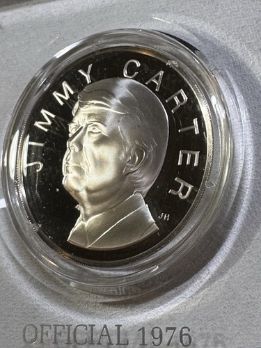 1976 Franklin Mint Sterling Silver Jimmy Carter Presidential Campaign Medal - Picture 3 of 12