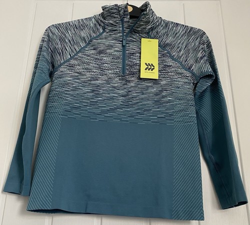 All In Motion Kids Long Sleeve Athletic Top 1/4 Zip Blue Grey Size S (6/6X) - Picture 2 of 18