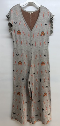 Saint Geraldine Gray Jumpsuit Lightning Bolt Rainbow Kidcore Size Large