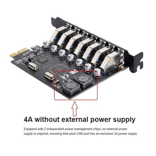 7-Port PCI-E to USB 3.0 Extension HUB PCI Express Expansion Adapter 5Gbps Card - Afbeelding 8 van 11