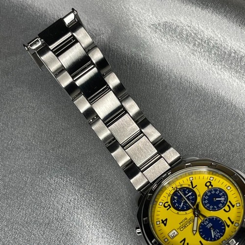 Seiko Chronograph 7T92 0CA0 Quartz Yellow Dial Silver Analog Watch Used - Picture 12 of 16