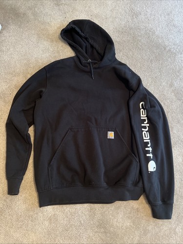 Carhartt Men's Black Original Loose Fit Midweight Logo Pullover Hoodie Size L