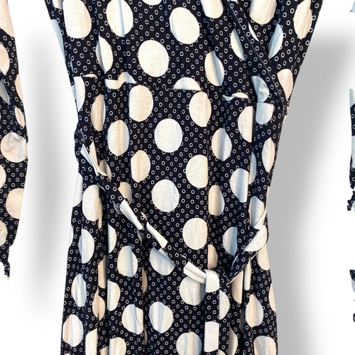 Karen Millen Dress AU 8 US 4 Polka Dot Wrap Petite Jersey Black White Midi NWT - Picture 6 of 9