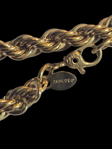 Vintage SIGNED Monet Gold Tone 29" Rope Necklace - Picture 9 of 23