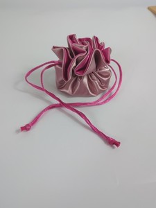 Vintage Avon 1988 Satin Jewelry Pouch Drawstring Cinch Open Flat Interior Pocket