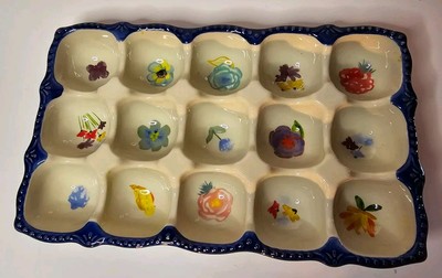 Pioneer Woman Stoneware Ceramic Celia 15 Egg Holder Dish