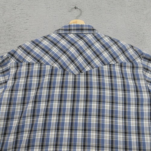 Black Canyon Shirt Mens 3XL Blue Black Plaid Western Pearl Snap Long Sleeve - Picture 8 of 15