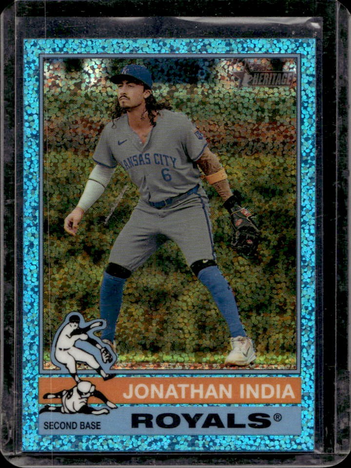 2025 Topps Heritage Jonathan India Chrome Light Blue Sparkle Refractor #156