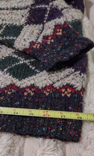 VTG Woolrich Argyle heavy knit sweater men's M 100% wool  - Picture 5 of 14