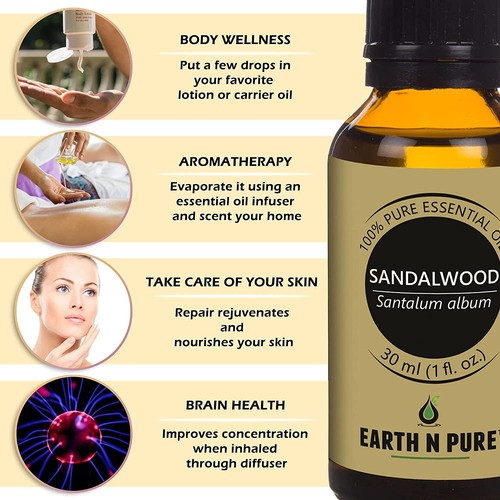 Earth N Pure Sandalwood Essential Oil (Chandan Oil) 100% Pure, Undiluted, Natura - Picture 2 of 6