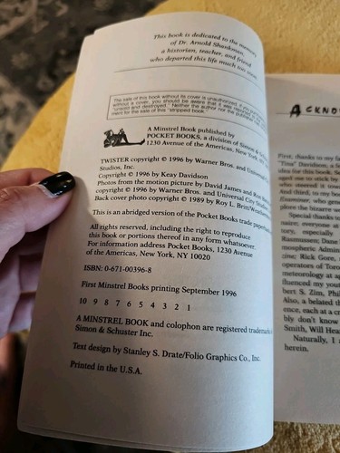 Twister: The Science of Tornadoes 1996 Keay Davidson Abridged Minstrel Book - Picture 4 of 4