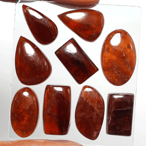 Ceilán 9 piezas granate hessonita natural sin tratar 17-23 mm cabujón piedras preciosas sueltas - Imagen 6 de 10