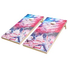 4x2ft HeavyDuty Cornhole Set Wooden Boards 8 Bag Toss Game Folding