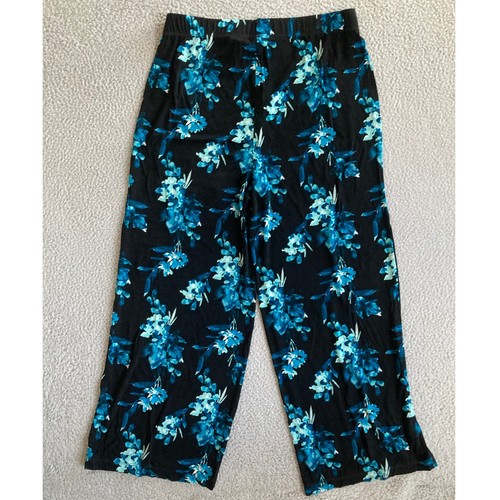 Chicos Travelers Pant Medium Petite Floral Slinky Stretch Pull On Wide Leg 1P MP - Picture 3 of 13