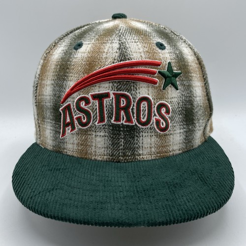 Houston Astros Hat New Era Fitted 7 1/2 Flannel Green Corduroy Baseball Cap NEW