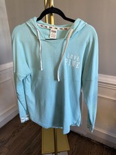 Pink Victoria's Secret Women's Logo Hoodie, Baby Blue , XS