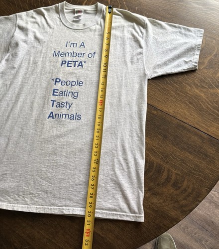 VTG PETA Parody T Shirt Sz XL People Eating Tasting Meat Short Sleeve Funny Tee - Picture 6 of 8
