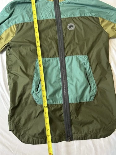 Nike Men’s Hooded Full Zip Colorblock Windbreaker Jacket Green/Blue Size S image 2