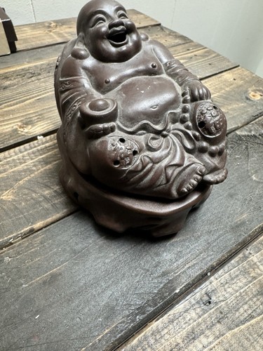 Vintage Clay Laughing Lounging Buddha Incense Burner Holder - Picture 2 of 9