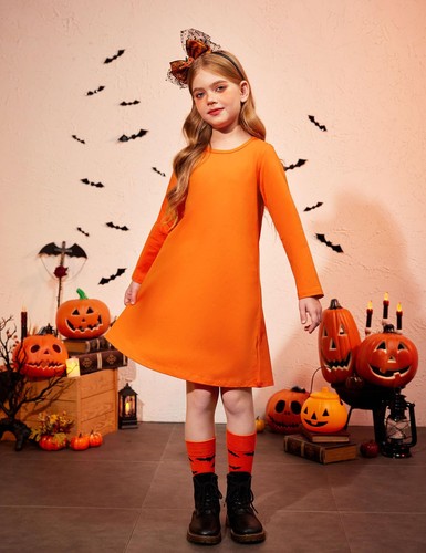 Orange Mädchen Langarm T-Shirt Kleid 10-11Y - Freizeit Einfarbig Tween - Bild 4 von 7