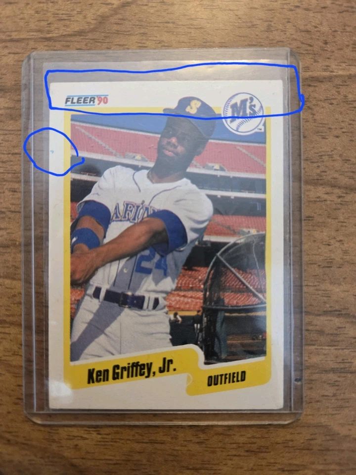 Ken Griffey Jr. 1990 Fleer #513 Super Raro “Coração”, Erro de “Preparando-se para Lançamento” - Imagem 4 de 4