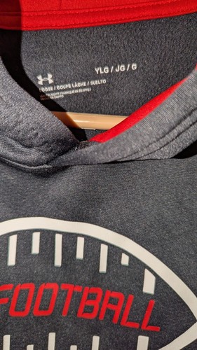 Boys Black & Red Under Armour Football Hoodie With Pocket Size L - Pre-owned - Picture 3 of 4