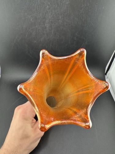 Vintage Dugan Ringelblume geschwungene gerippte Vase mit Sockel Chip siehe Bilder - Bild 7 von 13